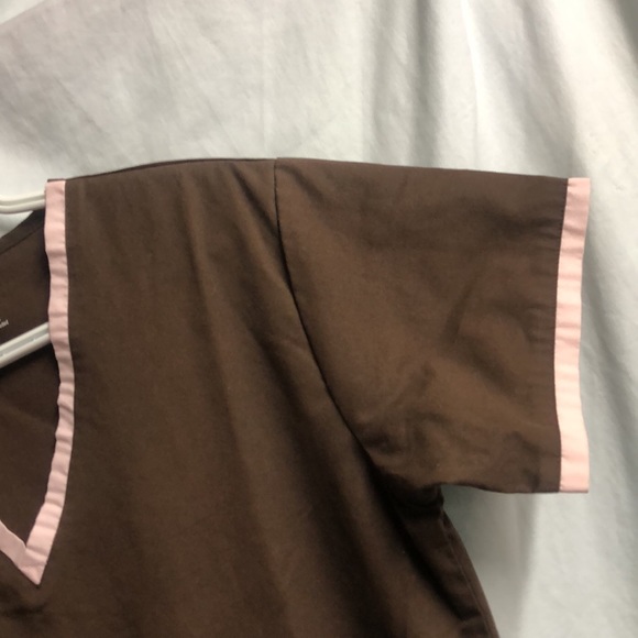 Brown pink nurse scrub top nurse mates small euc - Picture 4 of 10